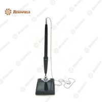 Promotional Metal Table Pen With Chain Square Stand Holder For Office And Business Gift